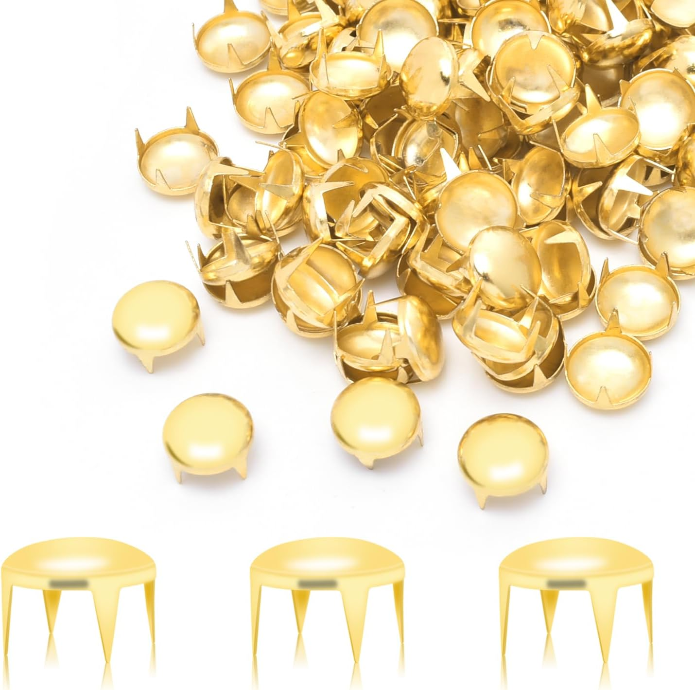 200Pcs 12Mm round Dome Rivets Spike Studs Spots Nailhead Punk Rock DIY Leather Craft for Shoes Clothing Bag Parts Decoration (Silver)