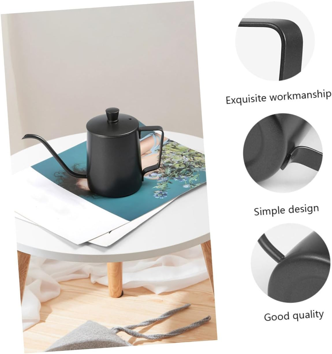 INOOMP Stainless Steel Tea Kettle Coffee Pot 304 Mini Precision Spout Kettle with Lid for Home Brewing image number 3