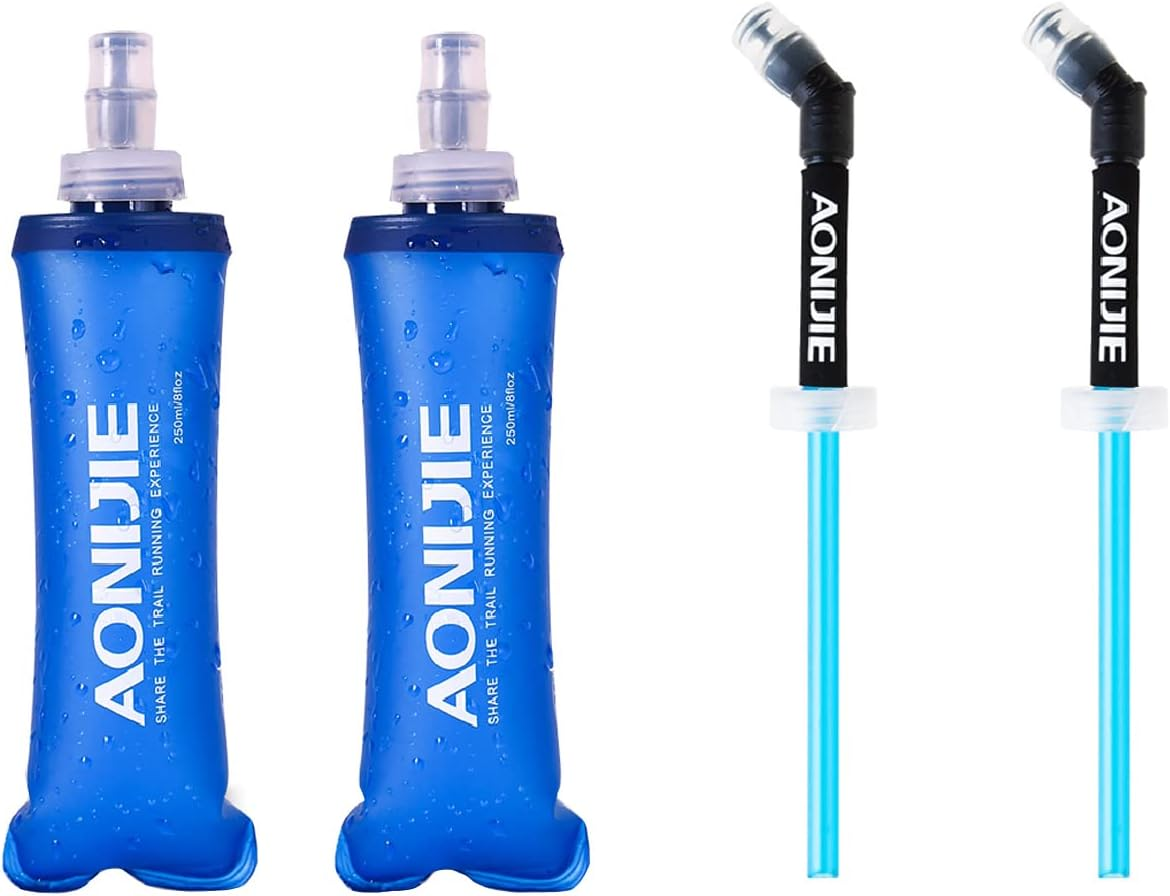 Azarxis Soft Flask Collapsible Water Bottle Running Soft Gel Flask Reservoir Handheld Folding TPU 250 500Ml for Hydration Pack Hiking Cycling Climbing