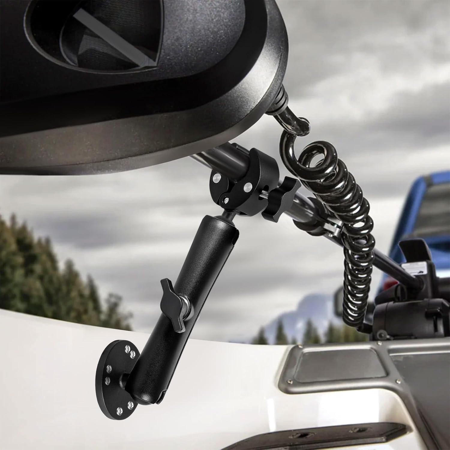 Trolling Motor Stabilizer Mount, 360&deg; Adjustable, for Minn Kota Terrova/Riptide Terrova/Ulterra/Powerdrive, Tough-Claw Boat Trolling Motor Shaft Reduces Bounce, Max to 1.5" Diameter Bar image number 6