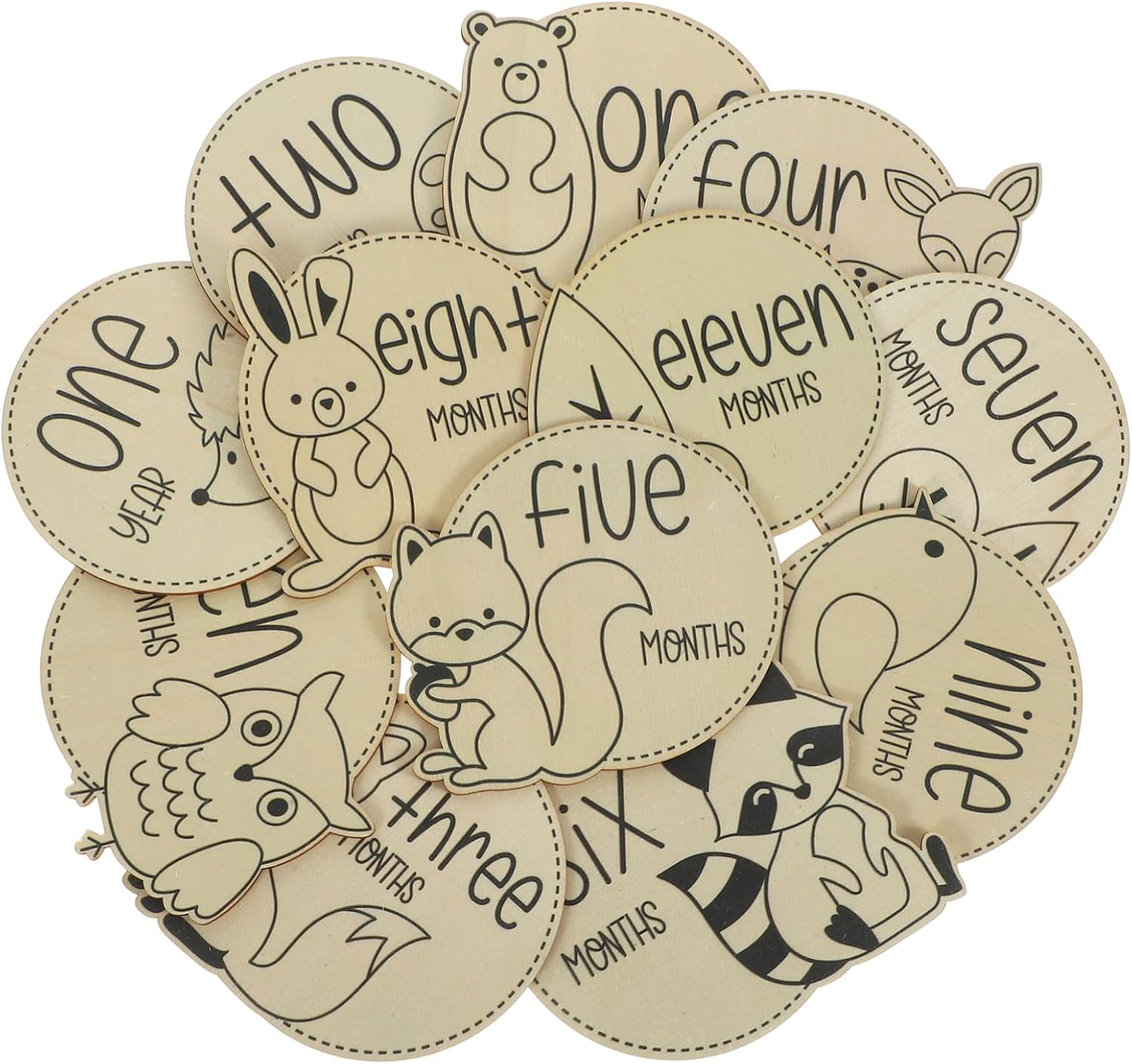 LIFKOME 12Pcs Milestone Discs Growth Cards for Monthly Announcements Unisex Design Lightweight Safe Natural for Newborn Photography and Keepsakes image number 1