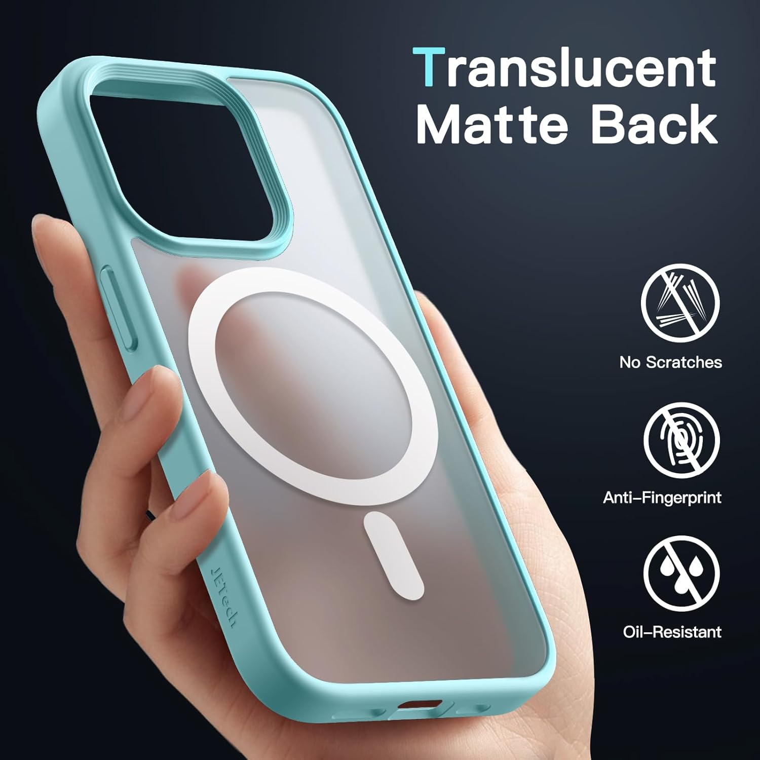 Jetech Magnetic Case for Iphone 15 Pro 6.1-Inch Compatible with Magsafe, Translucent Matte Back Slim Shockproof Phone Cover (Bright Blue)