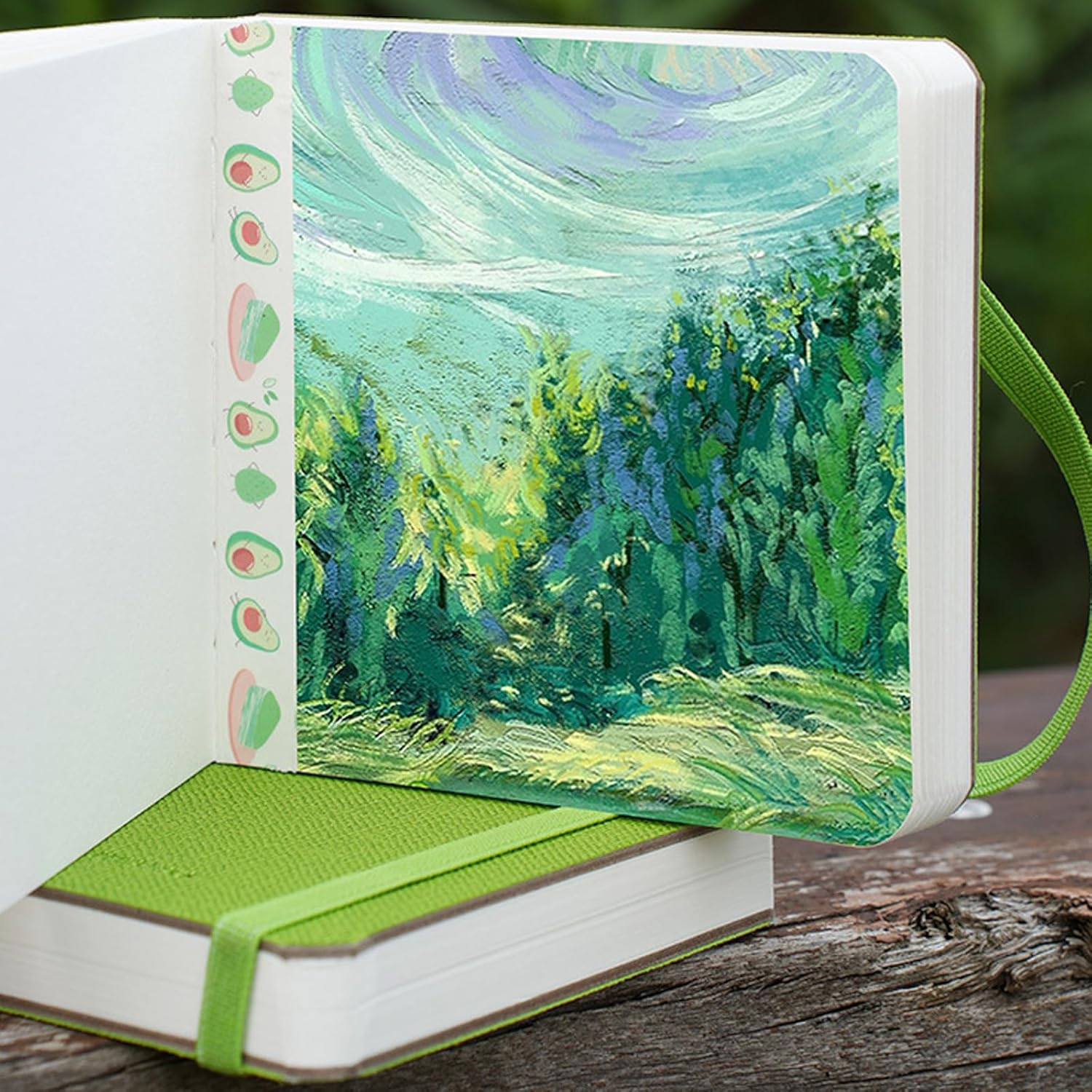 Betterjonny 10 * 10Cm Square Watercolor Journal, 100% Cotton Watercolor Paper, 300GSM, Acid-Free, 30 Sheets, 60 Pages, Watercolor Paper Notebooks Travel Sketchbooks for Artists Adults Students(Green) - Brown image number 2