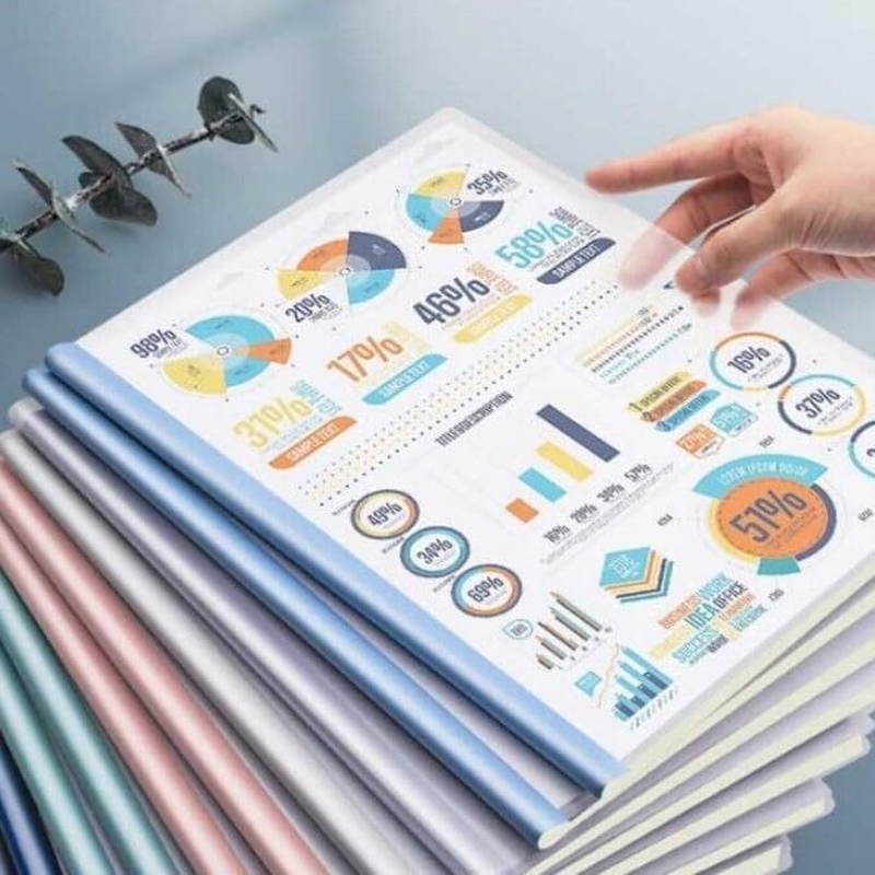 A4 Size File Document Report Cover Folder Display Presentation Clear Pockets Durable Sleeve School Office Business Report Study Paper Storage Organiser (10X Clamp Report Covers) image number 3