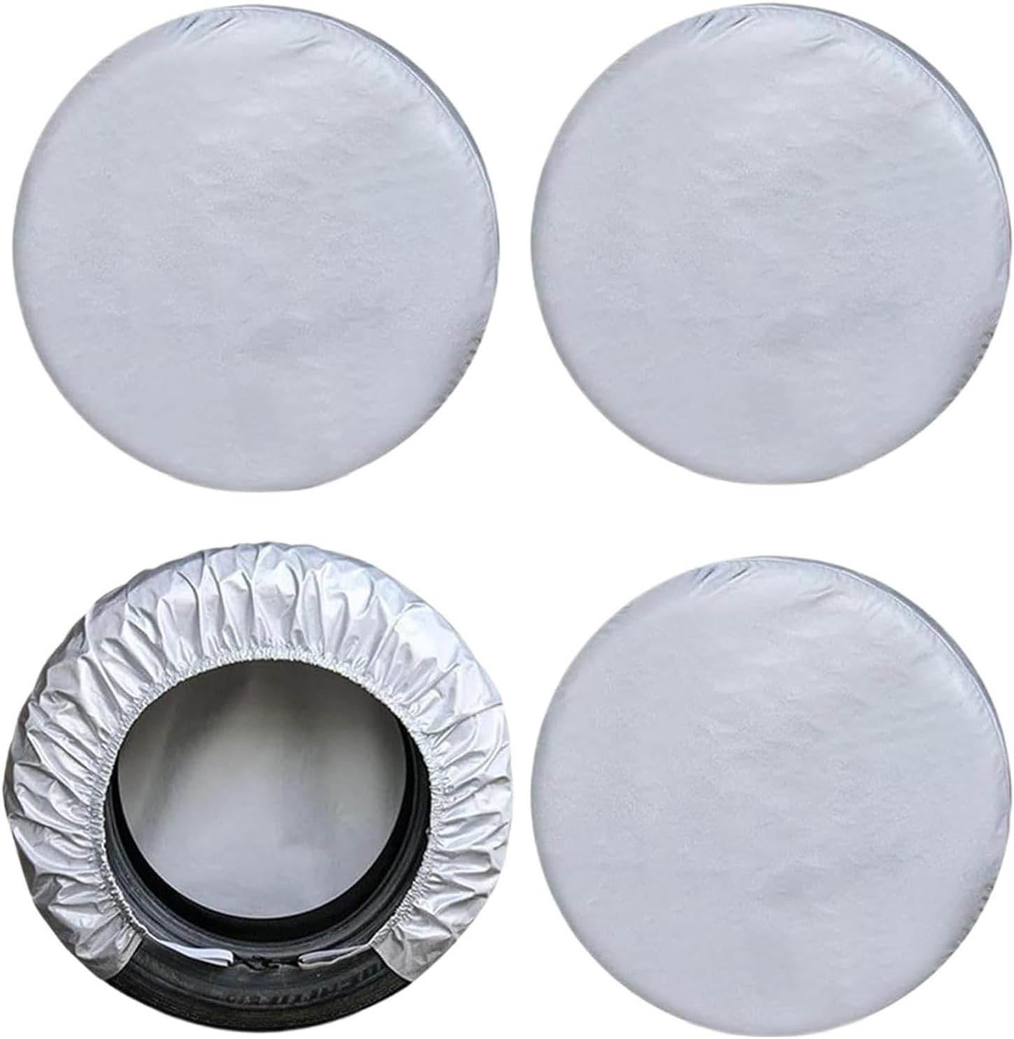 Yharnamite 4 Pcs Durable 420D Oxford Cloth Wheel Covers, Tire Covers for Winter, Spare Tire, and Snow Protection - Perfect for Long-Term Storage or Everyday Use (60-66CM) image number 5