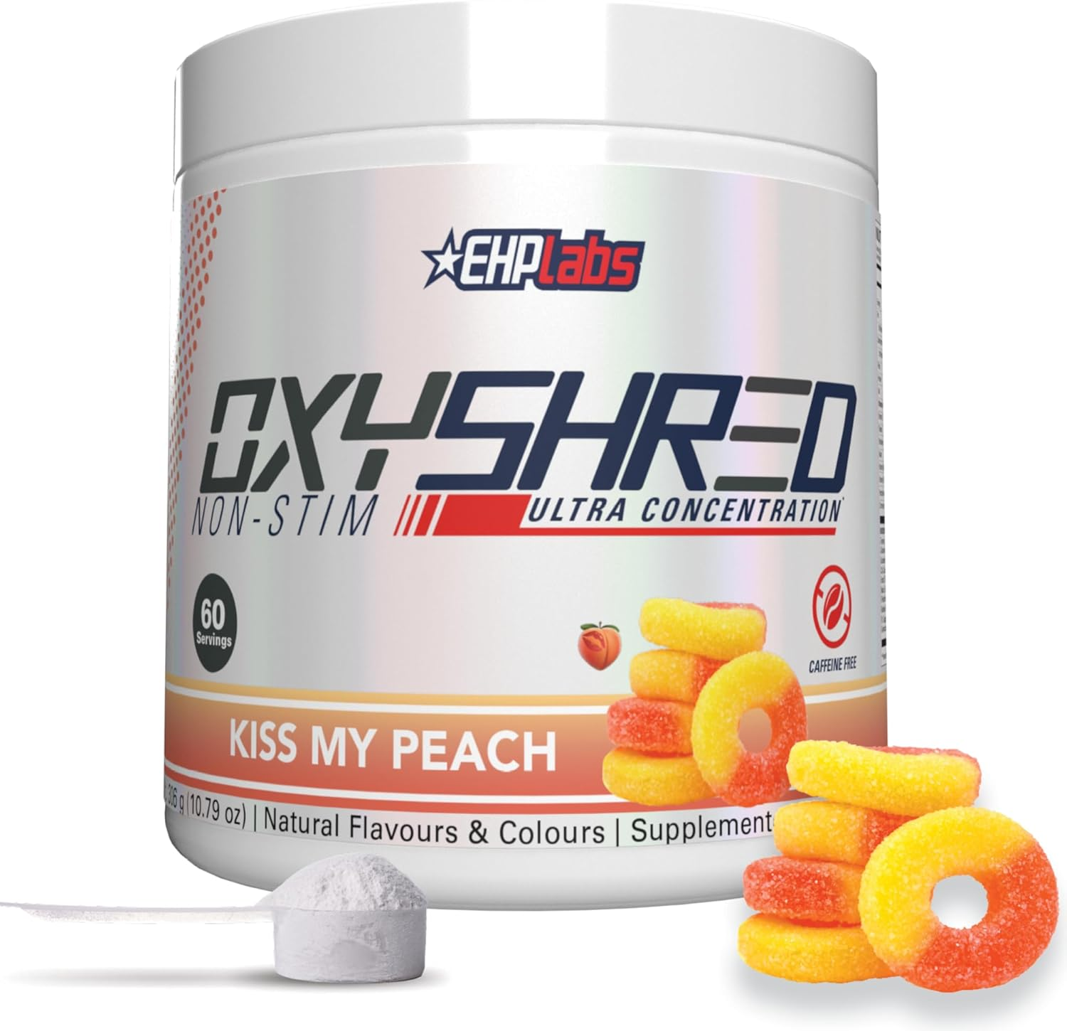 EHP Labs Oxyshred Non Stimulant Pre Workout Powder - Stim Free Pre Workout, Caffeine Free Preworkout for Men & Women - Non Stim Preworkout - Sugar Free Energy Powder - Peach, 60 Servings image number 4