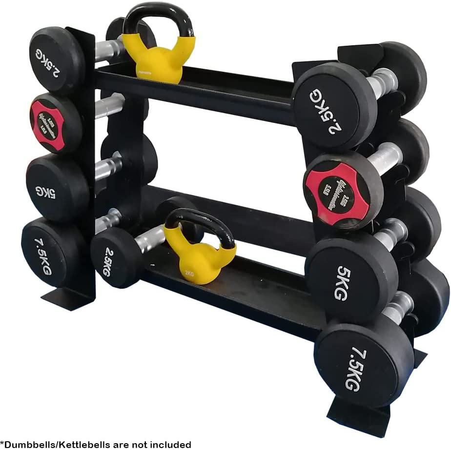 Compact Solid Metal Kettlebell Dumbbell Rack Storage Stand Home Gym Black 200KG image number 4