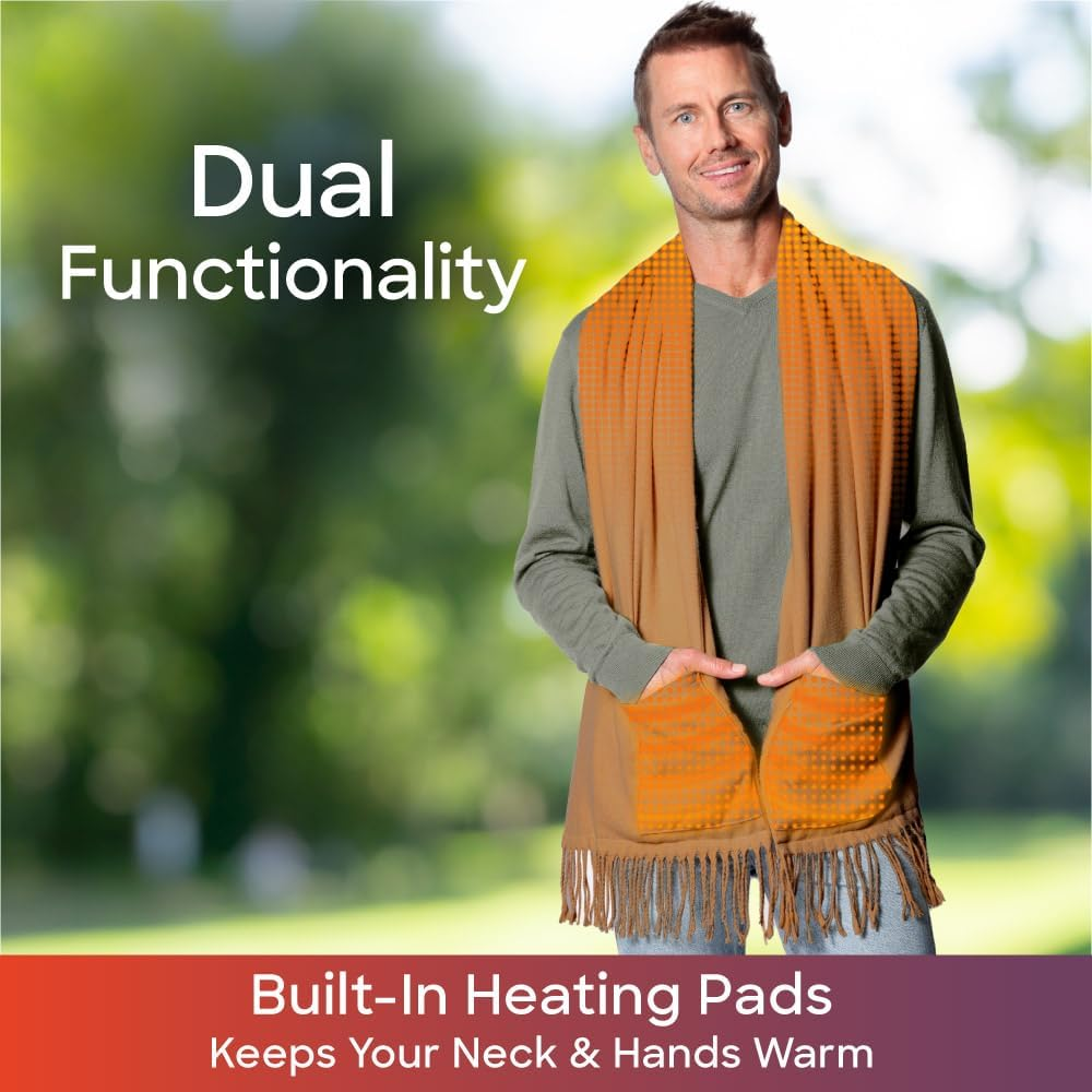 Sash & Bloom Heated Scarf Nude &ndash; Super-Soft and Stylish Portable with Pockets, 3 Settings, Heats up to 55 Degrees, Auto-Off, for Sport Games, Camping, Hiking, Walking, Office, Home image number 6