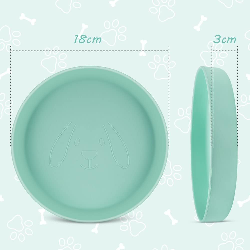 Adiwo Feeding Bowl for Cats, 18 Cm Silicone Bowl, Wide Cat Bowl, Feeding Bowl, Flat Cat Bowl for Dry Food and Wet Food, Water Bowl, Non-Slip Cat Bowl for Cats, Dogs, Green image number 6