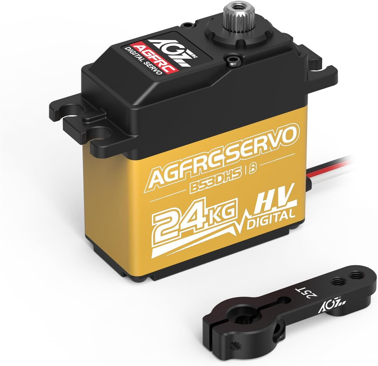 AGFRC 24KG Digital High Torque Servo Programmable Metal Gear Steering Servo for 1/10 RC Model, 180 Degree (B53DHS)