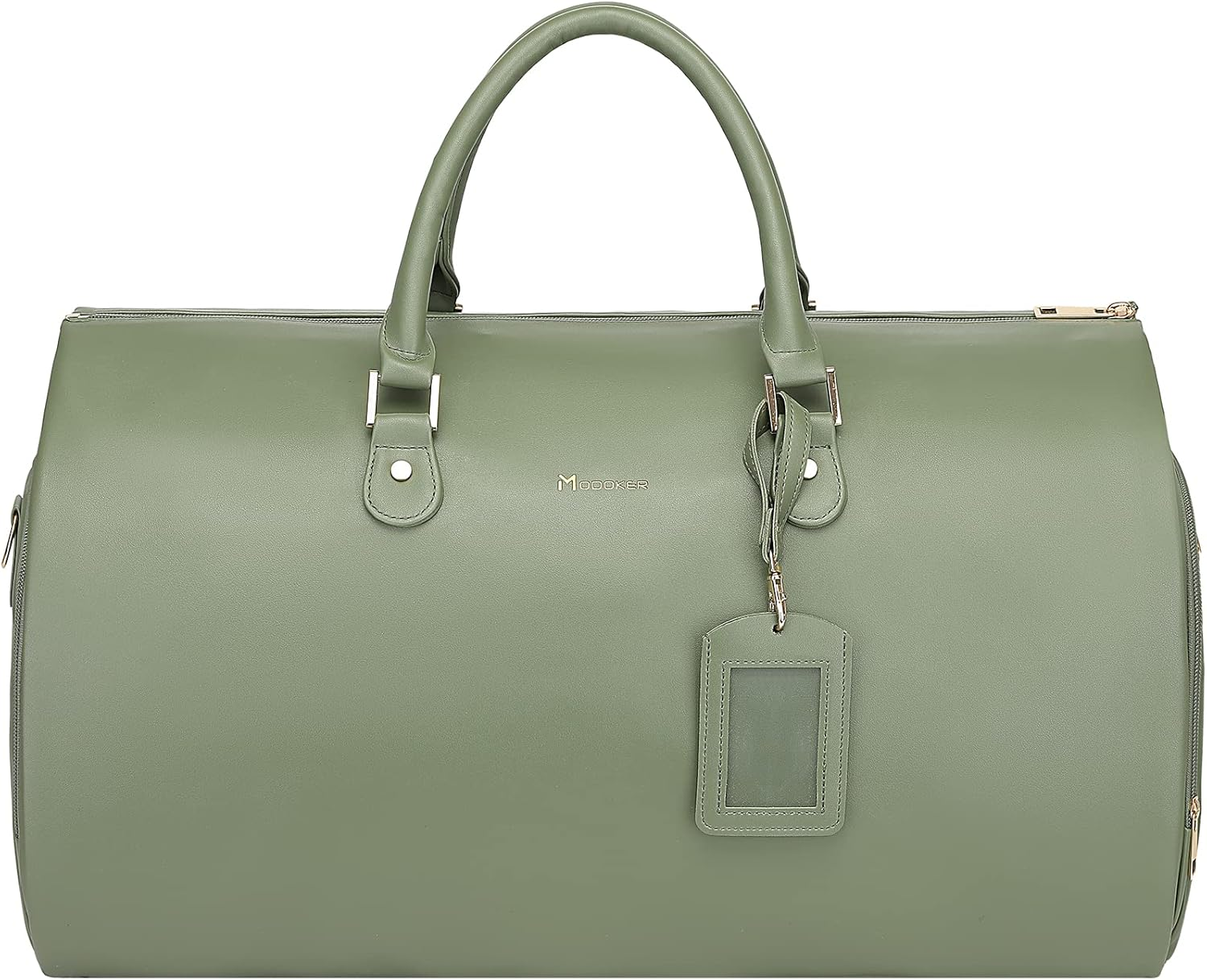 Modoker Women Convertible Leather Garment Bag with Shoulder Strap, Carry on Garment Duffel Bag - 2 in 1 Hanging Suitcase Suit Travel Bags