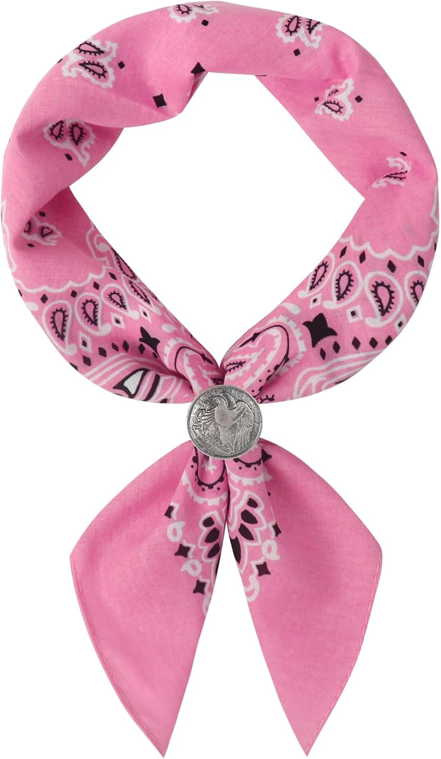 Hymeiluely Western Bandana Scarf with Vintage Coin Buckle, Paisley Pattern Neck Scarf for Men Pocket Square Cowboy Scarves