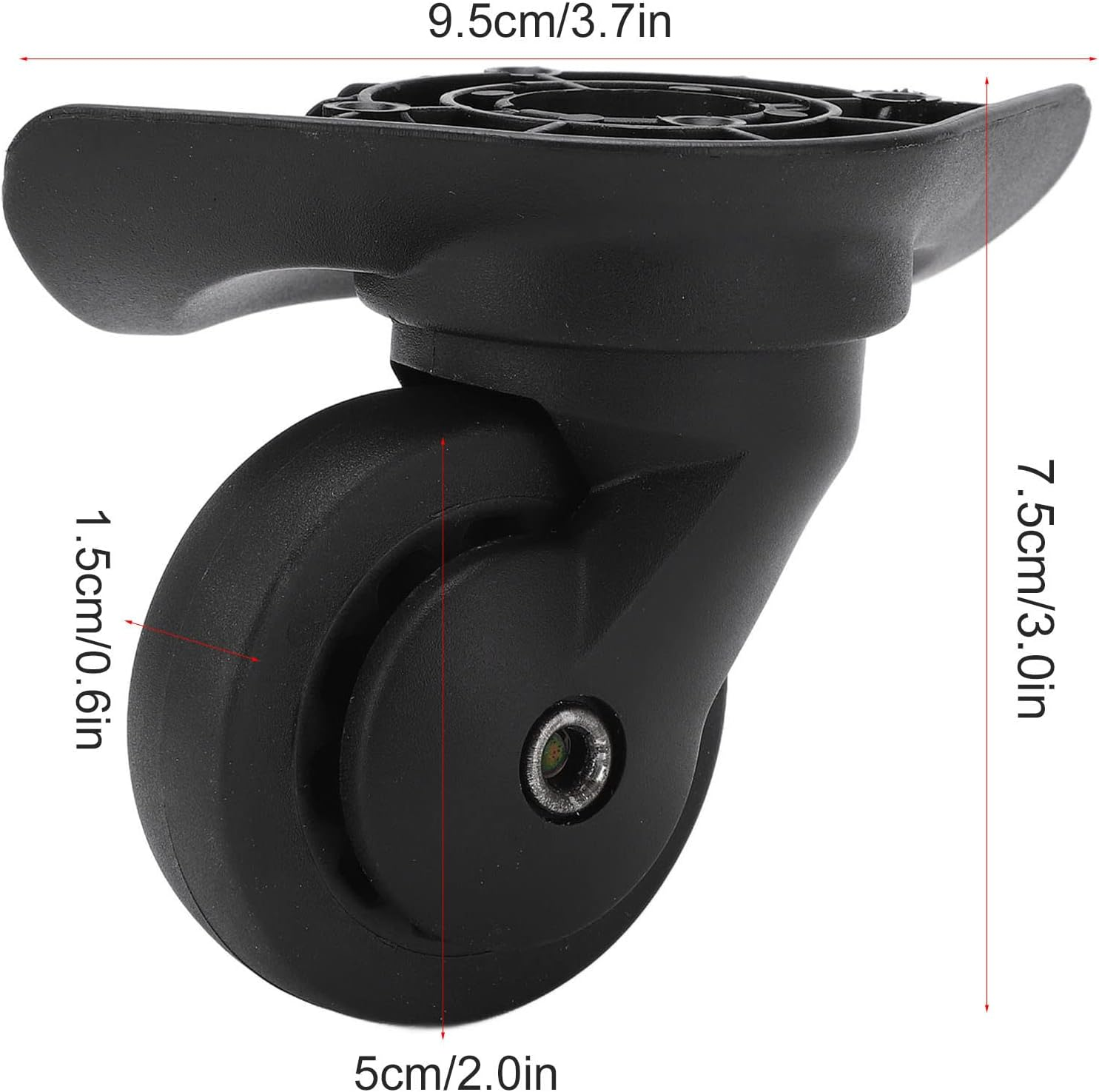 TOUISEDGI Suitcase Caster, Sturdy Durable 1 Pair Luggage Casters Wheels Repalcement for Suitcase Black Wheels A52 273G Black image number 4