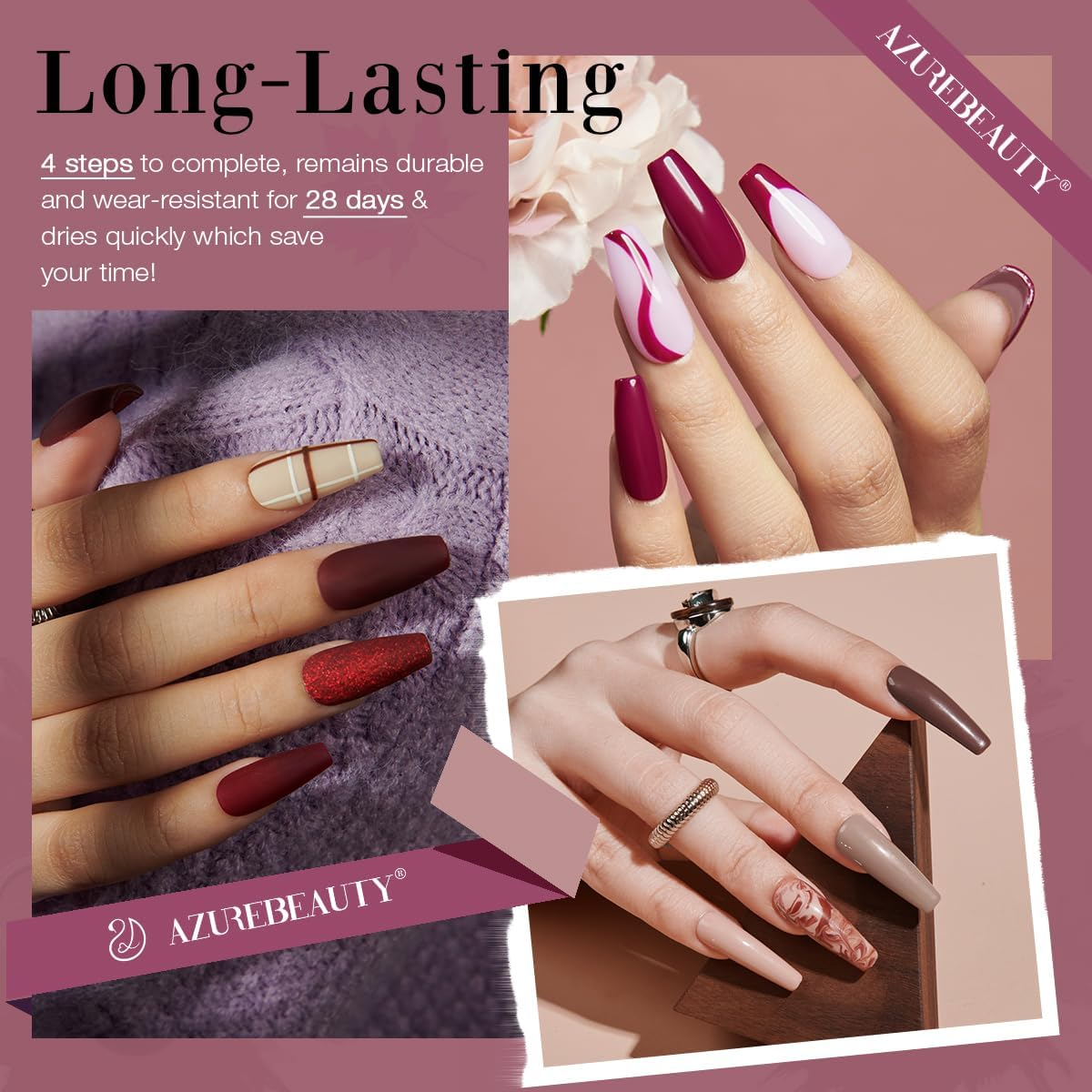 AZUREBEAUTY Dip Powder Nail Kit Starter 20 Colors Nude Brown Glitter Purple Blue Dipping Powder Liquid Set with Top/Base Coat Activator for French Nail Art Manicure DIY Salon Gifts for Women image number 1