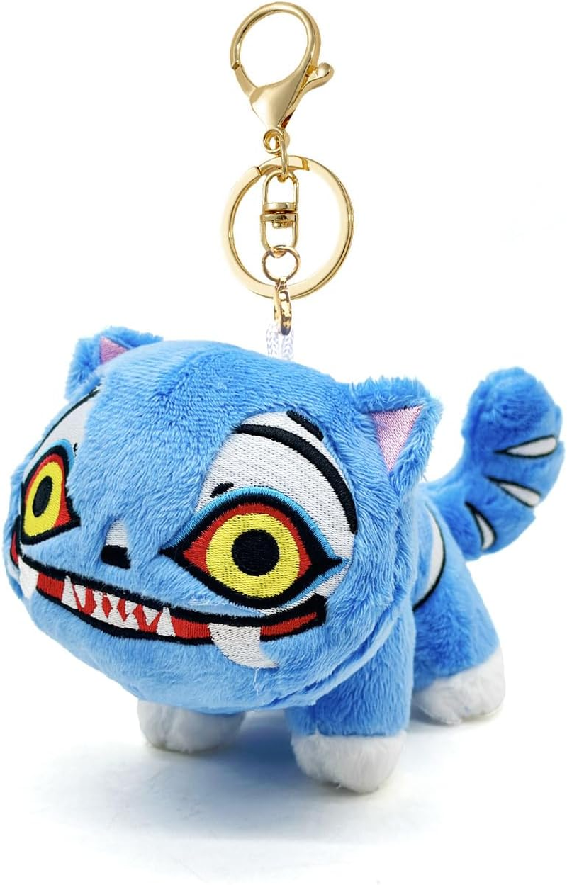 Tiger Plush Keychain, Blue Stuffed Animal Pendant, Gold-Tone Metal Clasp Keyring, Decorative Accessory for Backpacks, Handbags, Purse, Keys image number 1