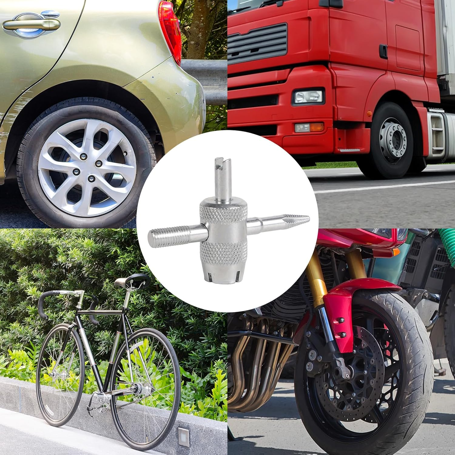 6Pcs Tire Valve Stem Core Remover Tool, 4-In-1 Multifunctional Tire Valve Core Repair Tool Remover for Bicycle Bike Automobile Car image number 1