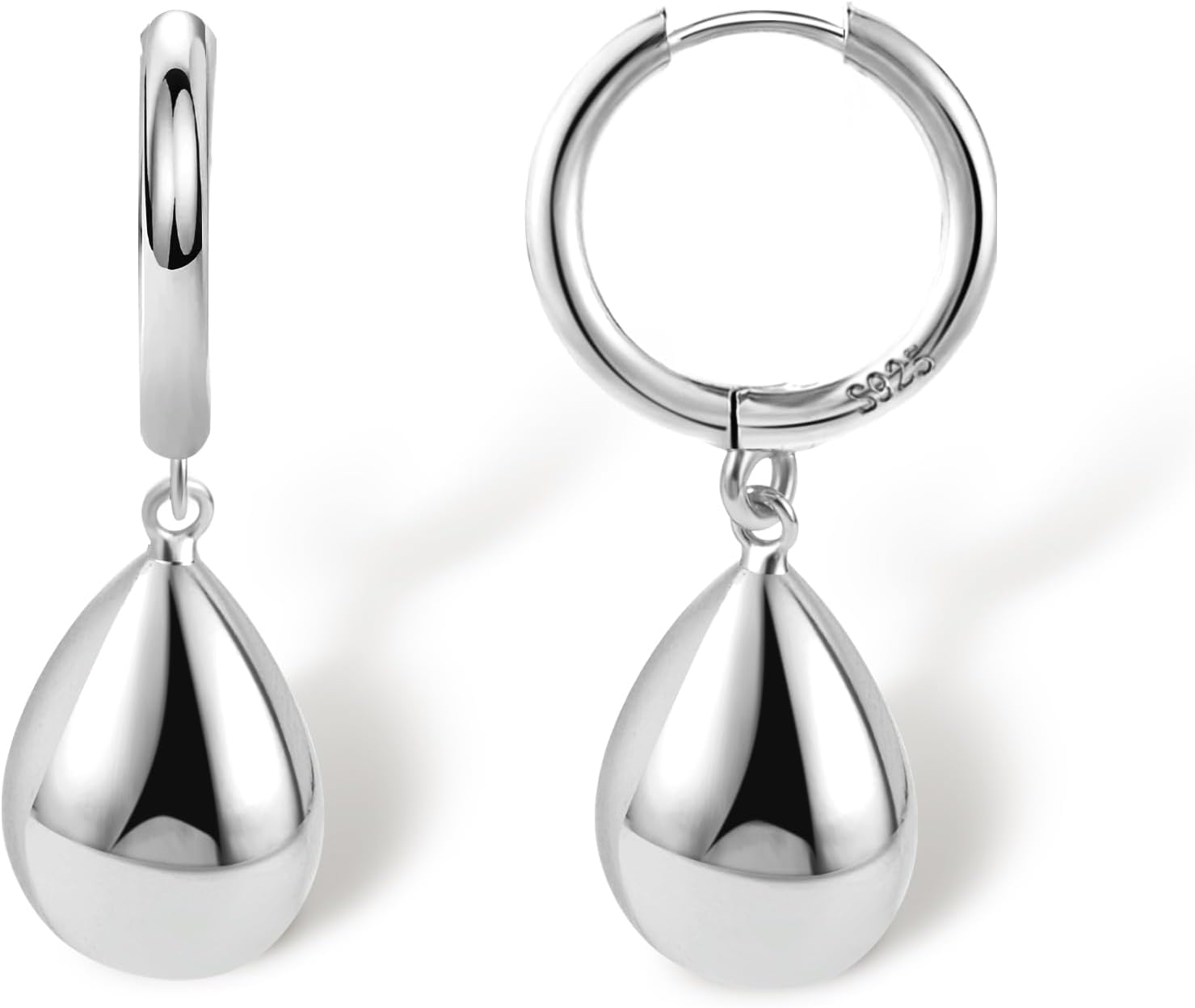 925 Sterling Silver Teardrop Leverback Earrings for Women Girls Waterdrop Tear Drop Dangle Earrings Jewelry Hypoallergenic Silver Teardrop Leverback Dangle Earrings for Women - A-Silver image number 5