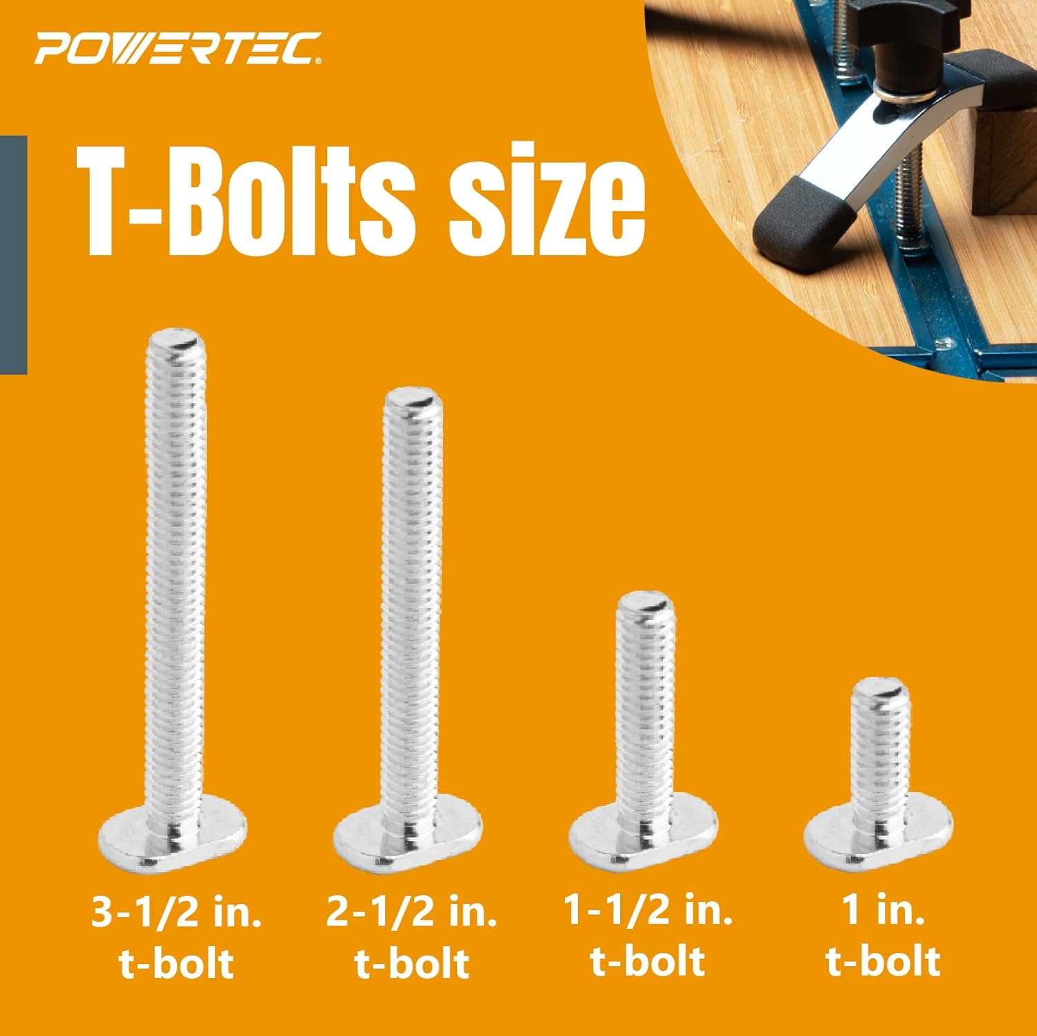 POWERTEC 71121 T Track Knob Kit W/Threaded Knobs and 5/16&rdquo;-18 T Slot Bolts, 16-Piece Set, T Track Accessories for Woodworking Jigs and Fixtures image number 2