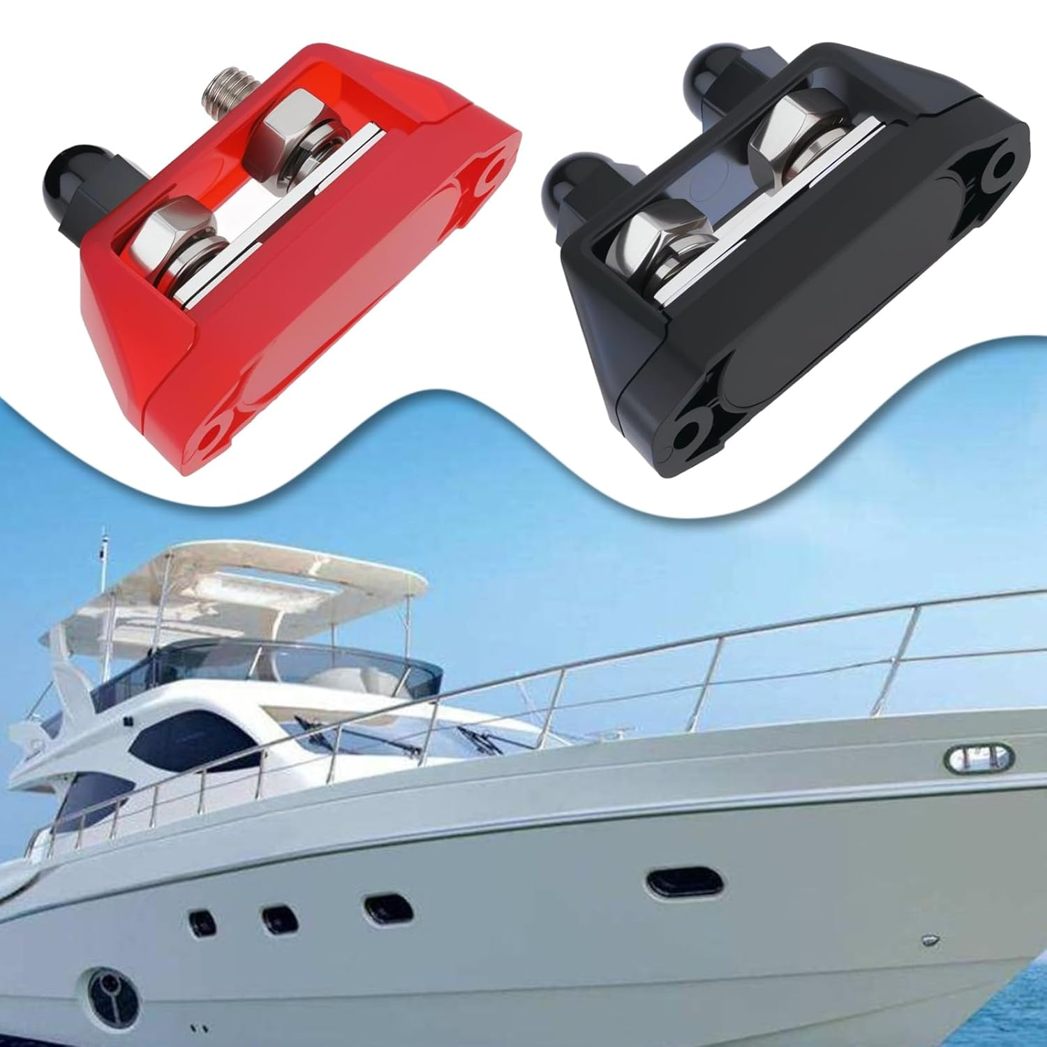 Emagtech 2Pcs M10 Dual Stud Bus Bars 3/8" Power Distribution Block Dual Power Stud Busbar Terminal Junction with Screws for Car Marine Boat Red and Black image number 5