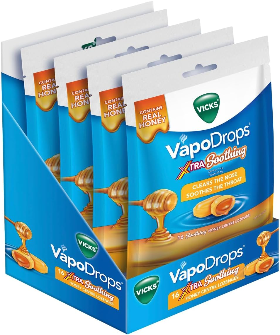 Vicks Vapodrops Xtra Soothing 16 Honey Centre Lozenges image number 2