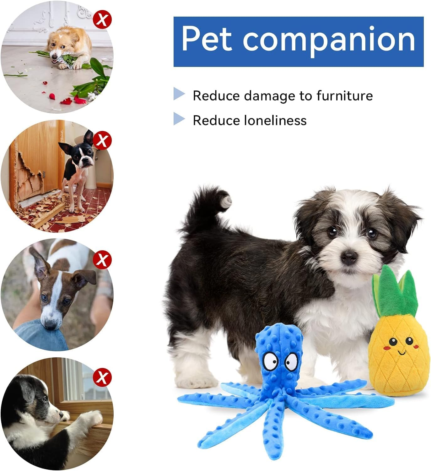 2 Pack Squeaky Dog Toy, No Stuffing, Interactive Dog Toy, Indestructible Chew Toys for Puppies, Teeth, Small, Medium and Large Dogs image number 2