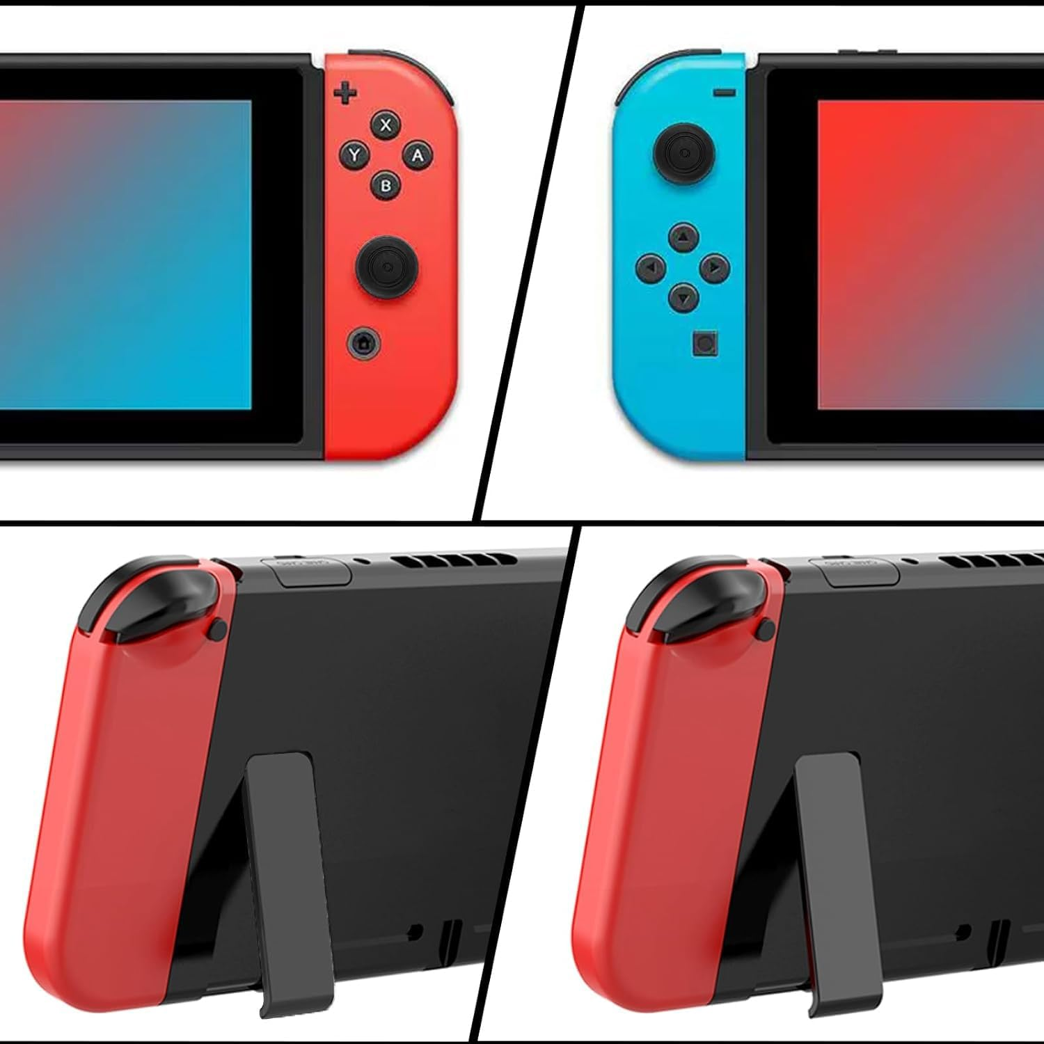 T Tersely 2 Set of Kickstand Back Shell Holder Back Bracket with Thumb Grips for Nintendo Switch, Replacement Kickstand Repair Kit with Screwdriver-2*Black