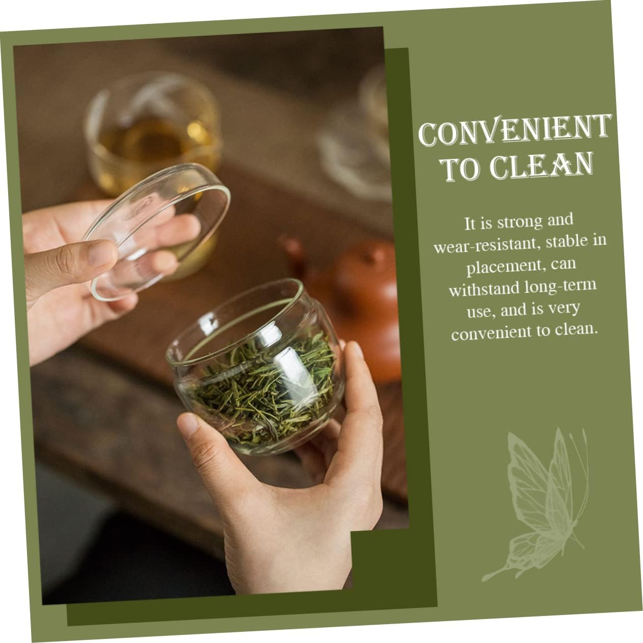 Cabilock Glass Tea Canister Airtight Lid High Borosilicate Glass Mini Loose Leaf Storage Jar for Home Tea Container Small Size image number 6