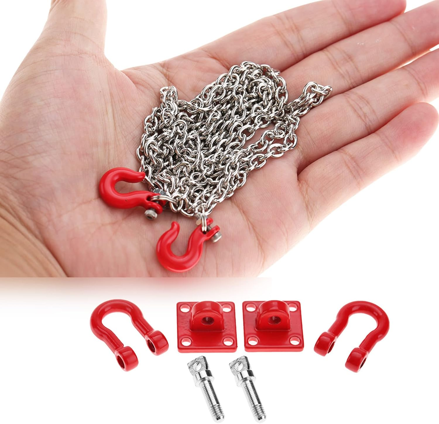 Tow Hook Trailer Chain for 1:10 RC Car Crawler, U Shaped RC Car Tow Hook for RC Climbing Crawler Car, RC Trailer Chain Hook Tow Rope for Traxxas, Hsp, Redcat, Tamiya, Axial, Scx10 image number 5