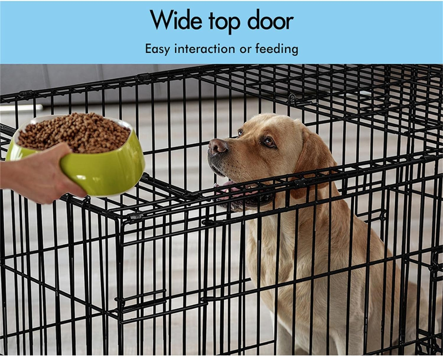 BEASTIE Portable Dog Crate Cage with Removable PP Tray, Foldable Animal Cage Kennel for Rabbit Chicken Cat Guinea Pig, Foldable Metal Wire Pet Cage with 3 Doors, 24 Inch,60 X 45 X 51 CM image number 2