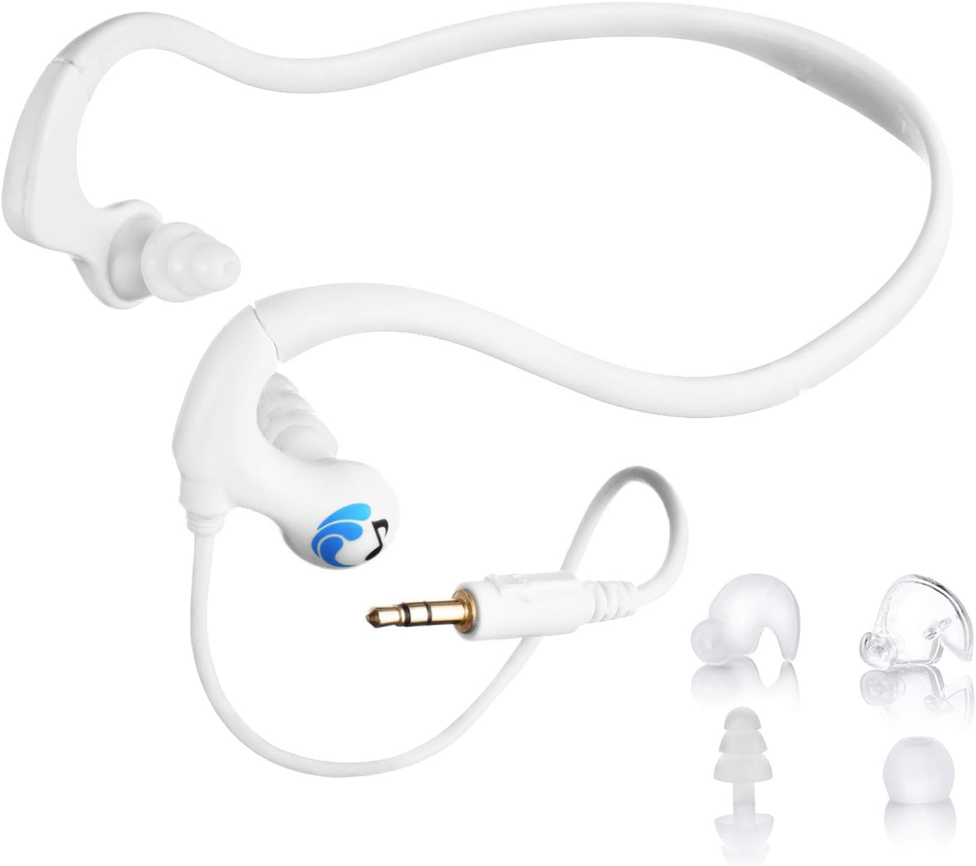 Hydroactive Premium Short-Cord Waterproof Headphones (Wired 3.5 Mm Jack) with 11 Earbuds in 4 Styles (Separate Music Player Purchase Required) image number 3