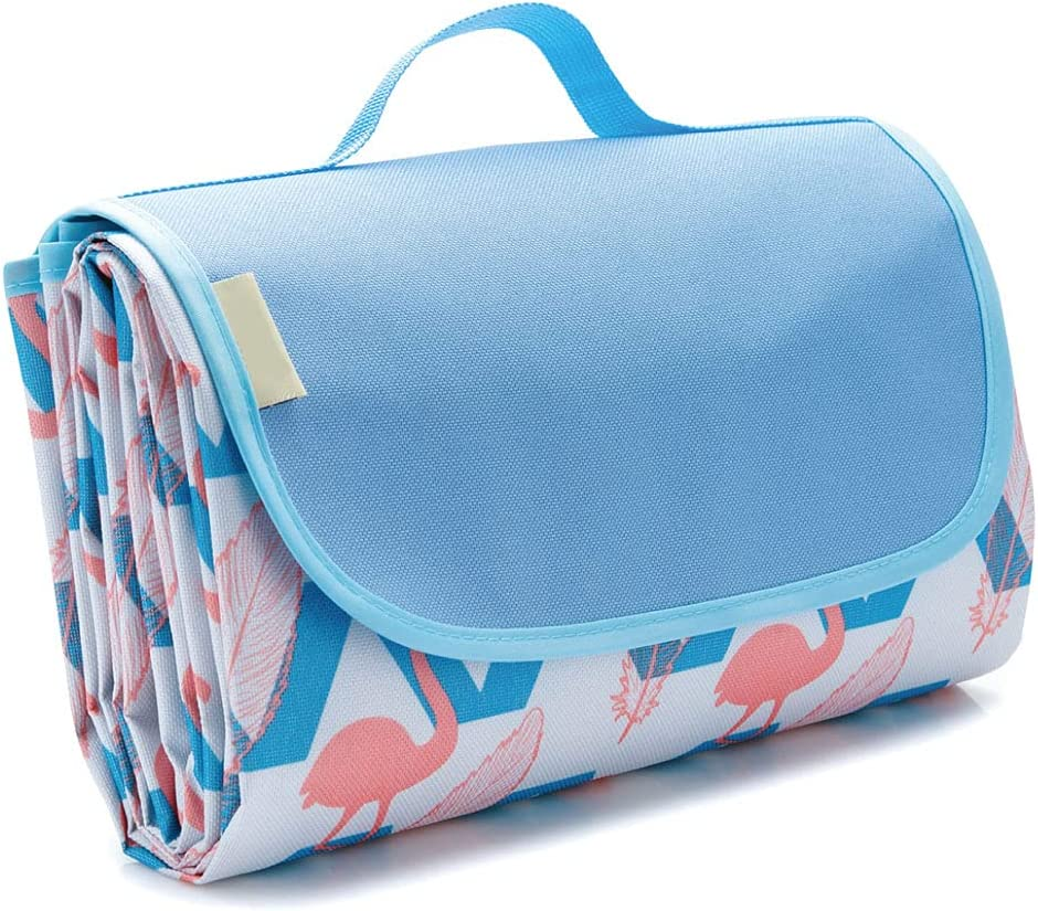 Outdoor & Picnic Blanket Beach Mat Extra Large Sand Proof and Waterproof Portable Beach Mat for Camping Hiking Festivals,145 * 200Cm Foldable and Lightweight (Flamingo) image number 2