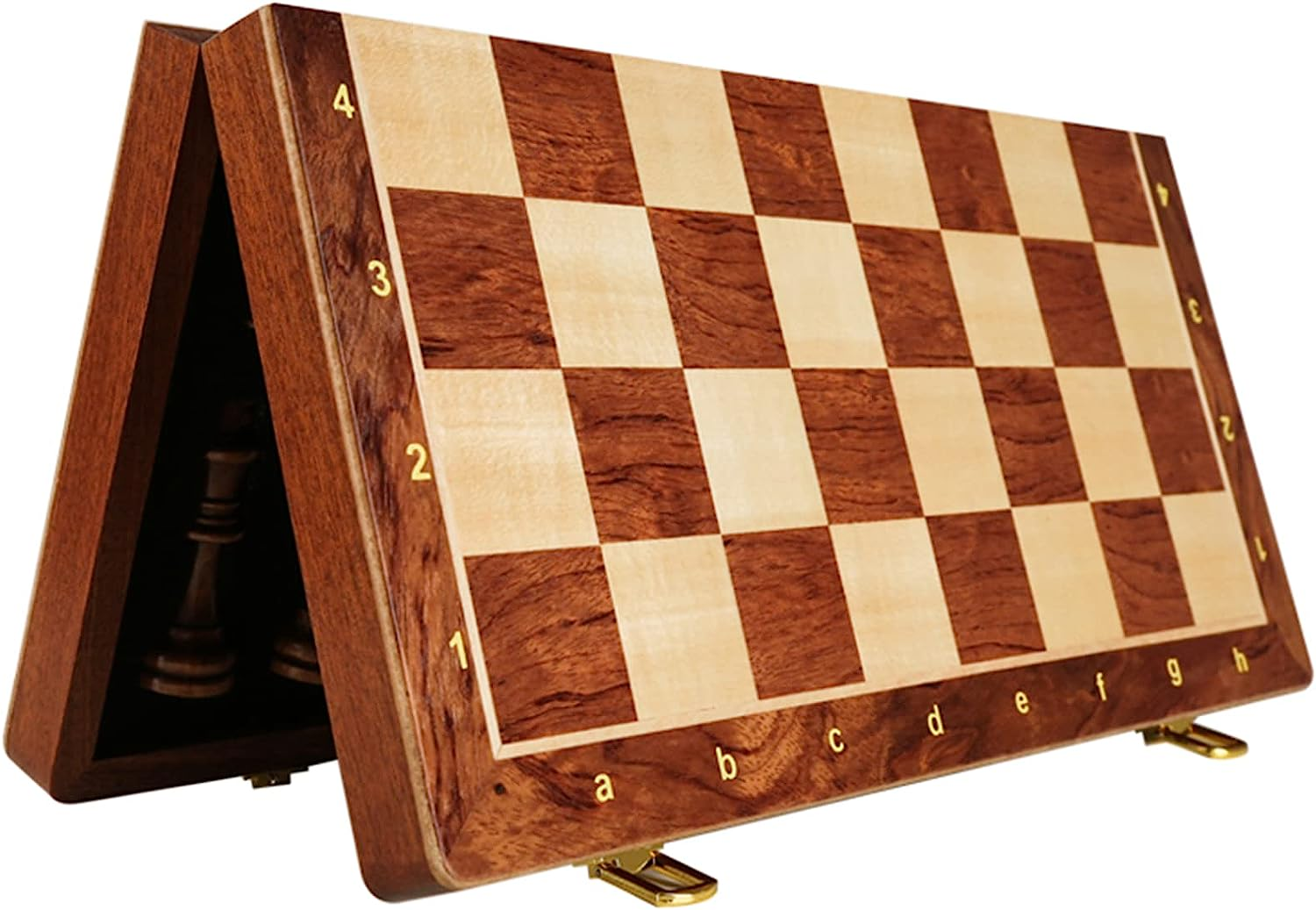 Walnut Chess Set 15'' X 15'' with Felted Game Board Interior for Storage Chess Game for Child & Adult image number 3