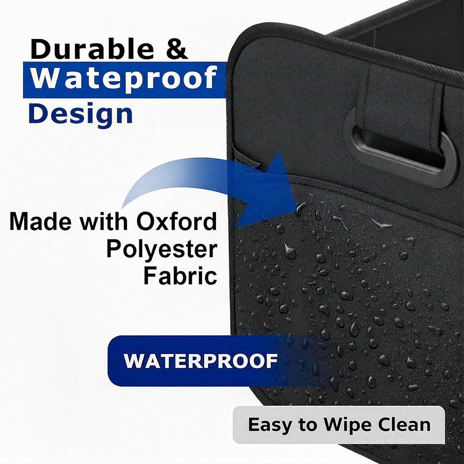 Car Boot Organiser Non-Slip - Large Collapsible Trunk Storage Box for SUV & Groceries - Heavy Duty Oxford Fabric Cargo Tidy with Dividers (Black) - Black image number 2