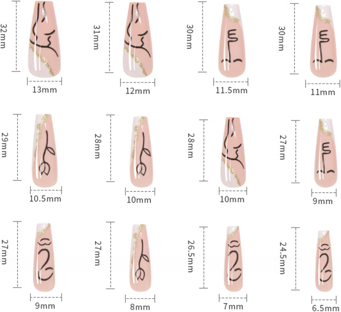 Medium Length Press on Nails, Artificial Acrylic Fake Nails for Women, 24PCS Full Cover Reusable False Nails Kits, Abstract Face Nails Design, Glue on Nails Fake Nails image number 5