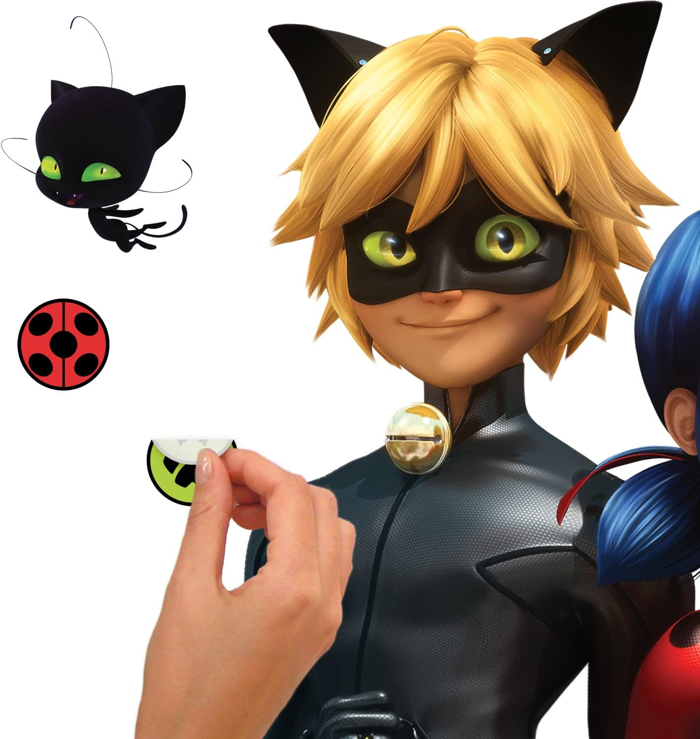 Roommates RMK5332GM Miraculous Tales of Ladybug and Cat Noir Giant Peel and Stick Wall Decals, Multi