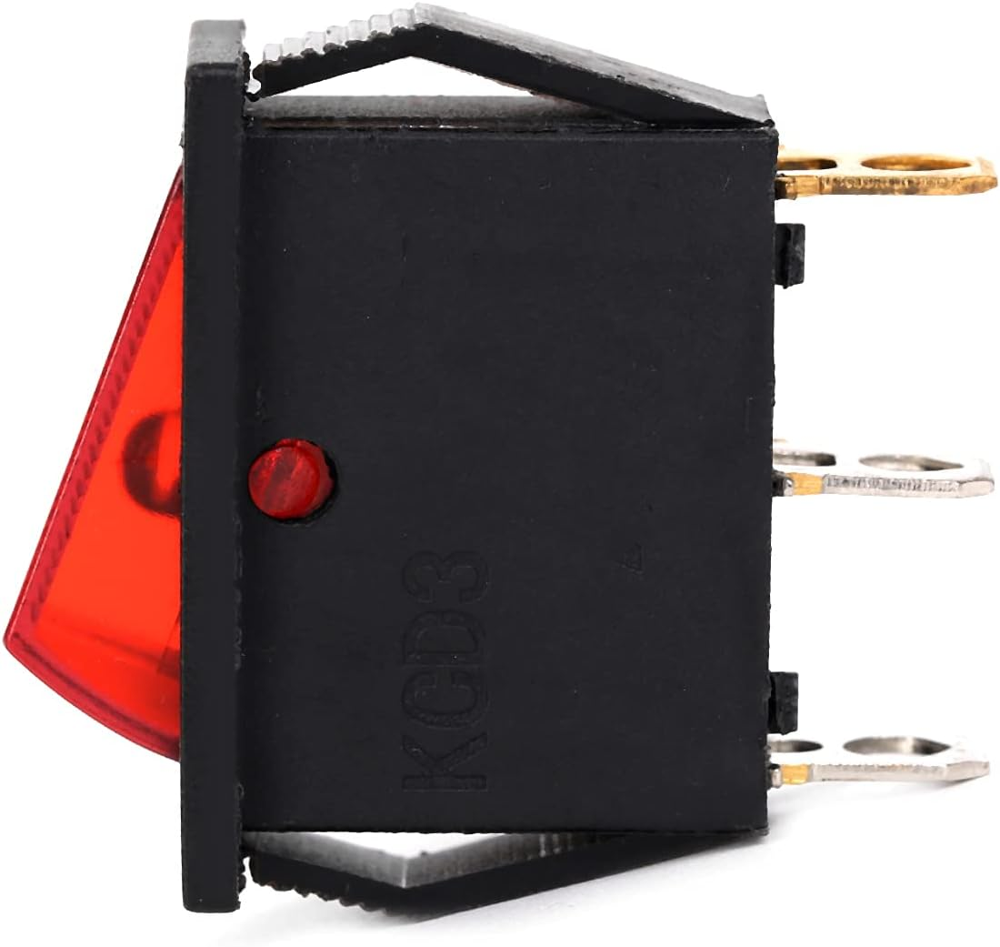 Ruimou 5Pcs AC 16A/250V 30A/250V Mini Boat Rocker Switches, SPST 3 Pin 2 Position with Red Light Rocker Switch image number 6