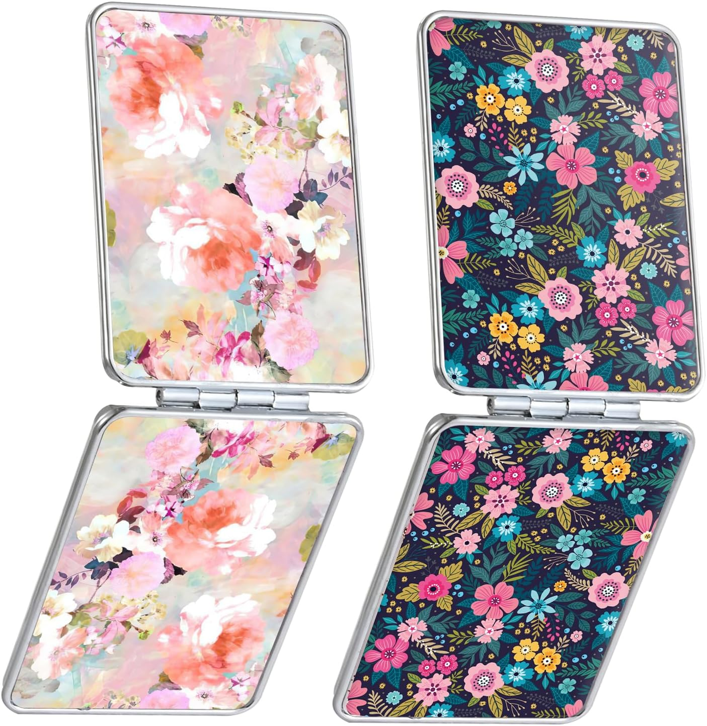 Dcdcee Pocket Mirror, Small Travel Mirror with Magnification, Portable Double-Sided Magnifying Cosmetic Mirror for Daily (Pink Marble)