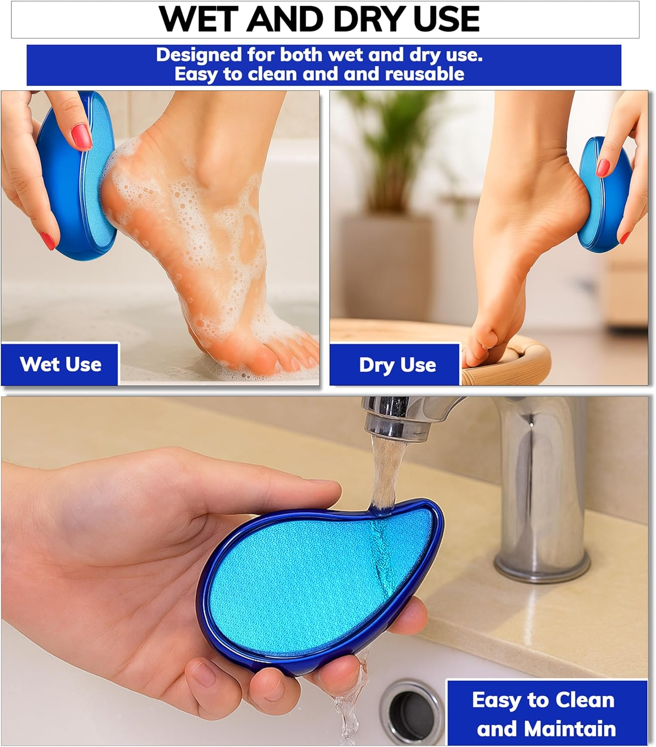 Glass Foot File Callus Remover- Heel Scraper & in Shower Foot Scrubber Dead Skin Remover - Pedicure Foot Buffer for Soft Feet, Nano Glass Foot File for Foot Spa, Home Salon (Pink) image number 1