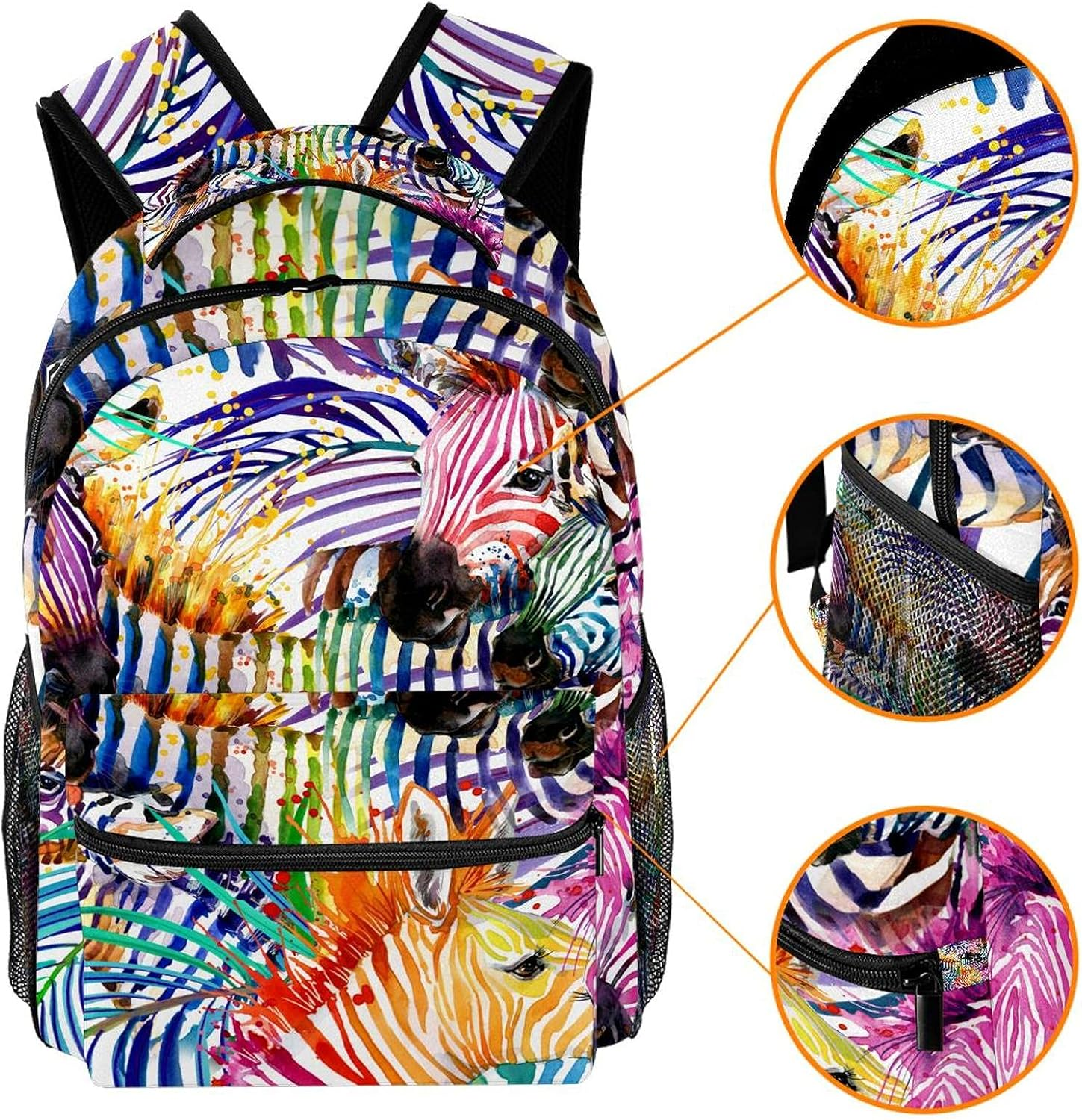 Tropical Nature Watercolor Zebra Backpack Students Shoulder Bags Travel Bag College School Tote Backpacks image number 1