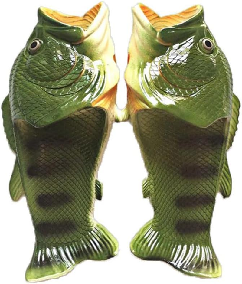 Funny Fish Slippers Children Adult Footwear Unique Design Family House Shoes Summer Beach Parent-Child Sandals Large Size, Green, 26-27