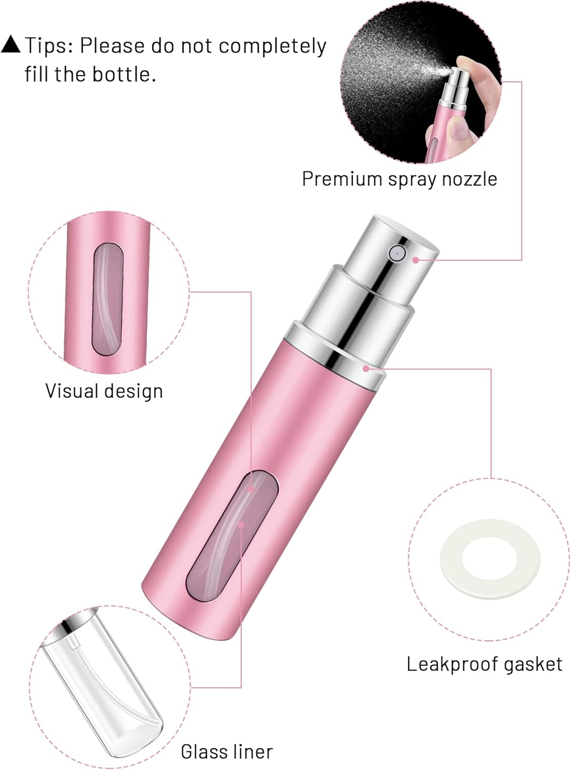 BELEVO Travel Perfume Atomiser Refillable 3 Pcs Perfume Travel Bottle for Toiletries 5 Ml Refillable Perfume Bottle Mini Spray Bottle Suitable for Men and Women Travel Essentials image number 4