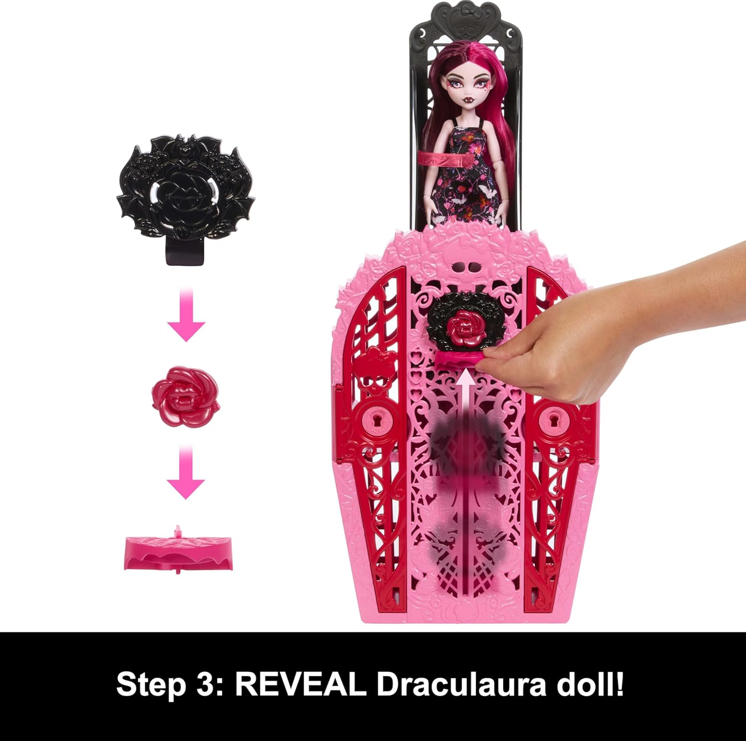 Monster High Skulltimate Secrets Doll & Accessories Set, Garden Mysteries Draculaura with Reveal Closet & 19+ Tea Party Surprises like Clothes image number 2