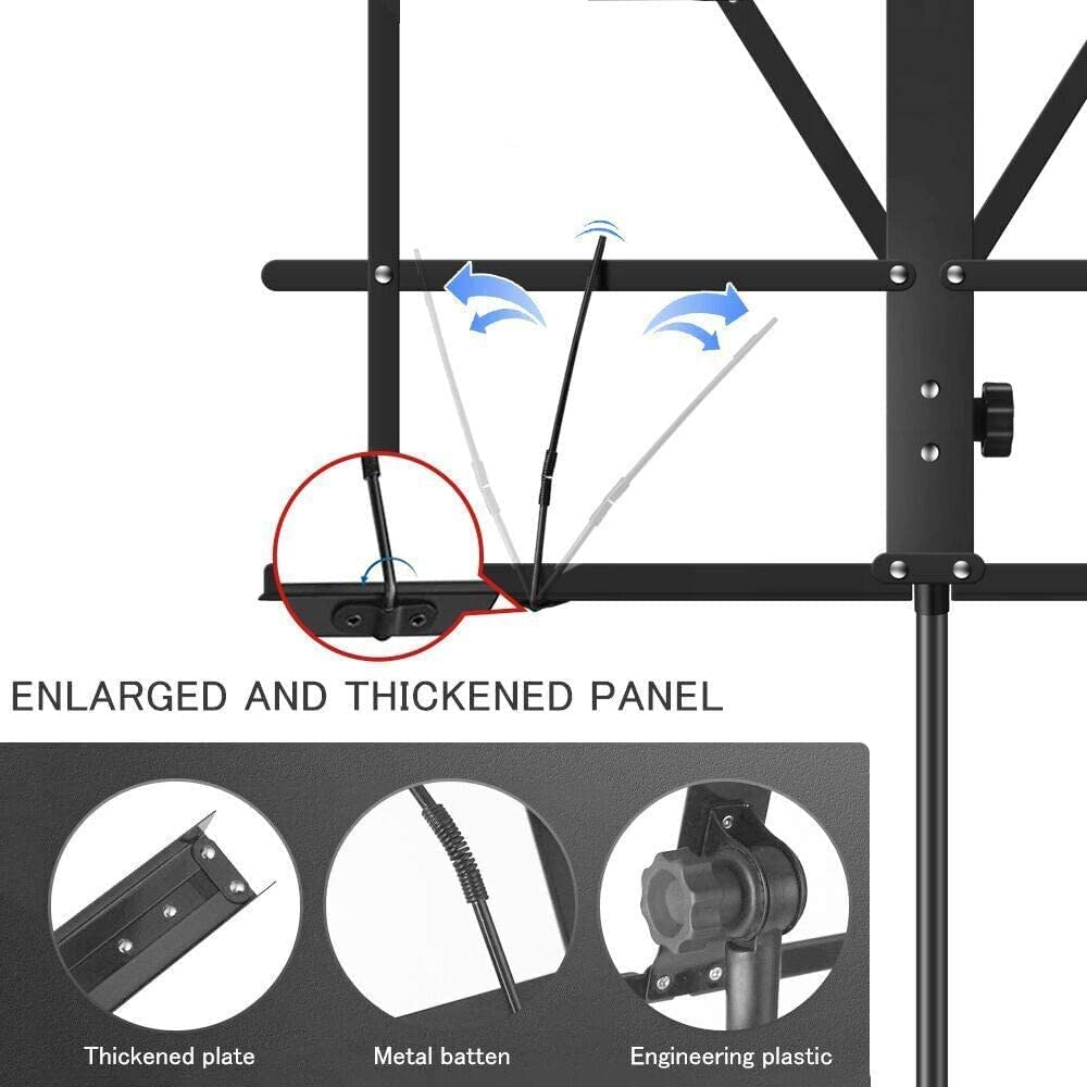 ENNBOM 2-In- 1 Music Stand Portable Folding Sheet Music Stand Adjustable Music Sheet Clip Professional Music Sheet Holder with Carry Bag (Pack of 1) image number 4