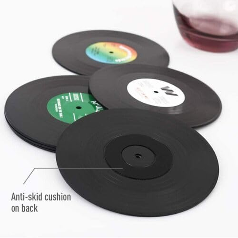 6X Vinyl Cd Cup Pad Drinks Mat Vintage Record Groovy Disk Coasters Table Placemat, 10.5Cm Diameter image number 5