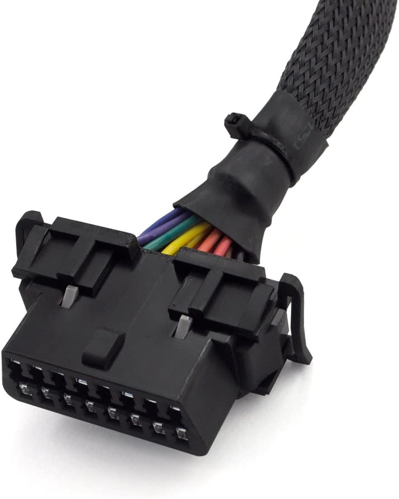 Ikkegol 30Cm 16 Pin OBD2 OBDII J1962 Y Cable Cord Splitter Extension 1X Male to 2X Female Braid Connctor 12" image number 1