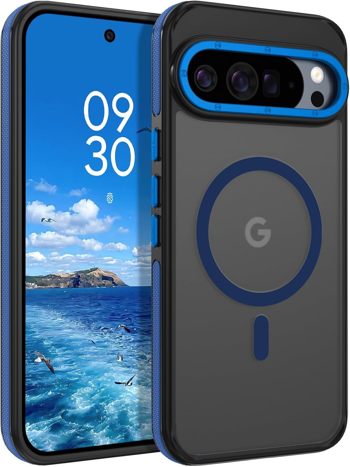 DOMAVER Magnetic for Google Pixel 10 Pro XL Case, Compatible with Magsafe Accessories, Military Grade Drop Protection, Translucent Matte Shockproof Phone Case for Pixel 10 Pro XL, Black Orange