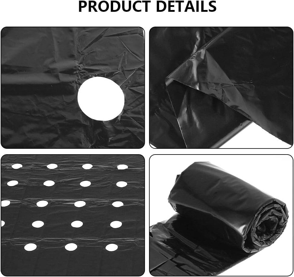 Garden Vegetable Mulch Film, Garden Plastic Film, 4 Ft X 38 Ft Agricultural Plant Grow Greenhouse Perforated PE 5 Holes for Potato, Tomato, Eggplant, Strawberry image number 1