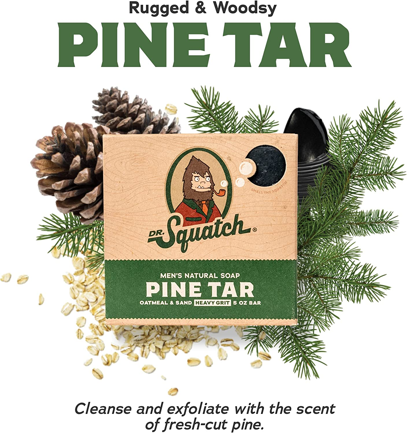 Dr. Squatch All Natural Soap Bar for Men, 5 Bar Variety Pack - Alpine Sage, Bay Rum, Pine Tar, Eucalyptus Greek Yogurt, Wood Barrel Bourbon image number 1