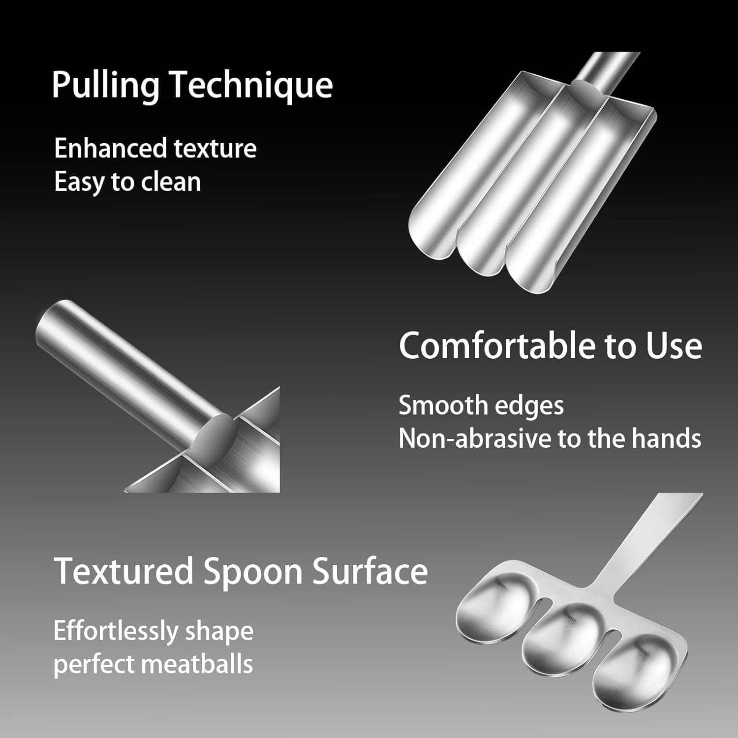 THJOPOKEEL Stainless Steel Triple Meatball Maker, Meatball Maker Tool, Spoon with Cutting, Meatball Making Mold Set, Home Cooking Tools, DIY Quick Cooking Meatballs