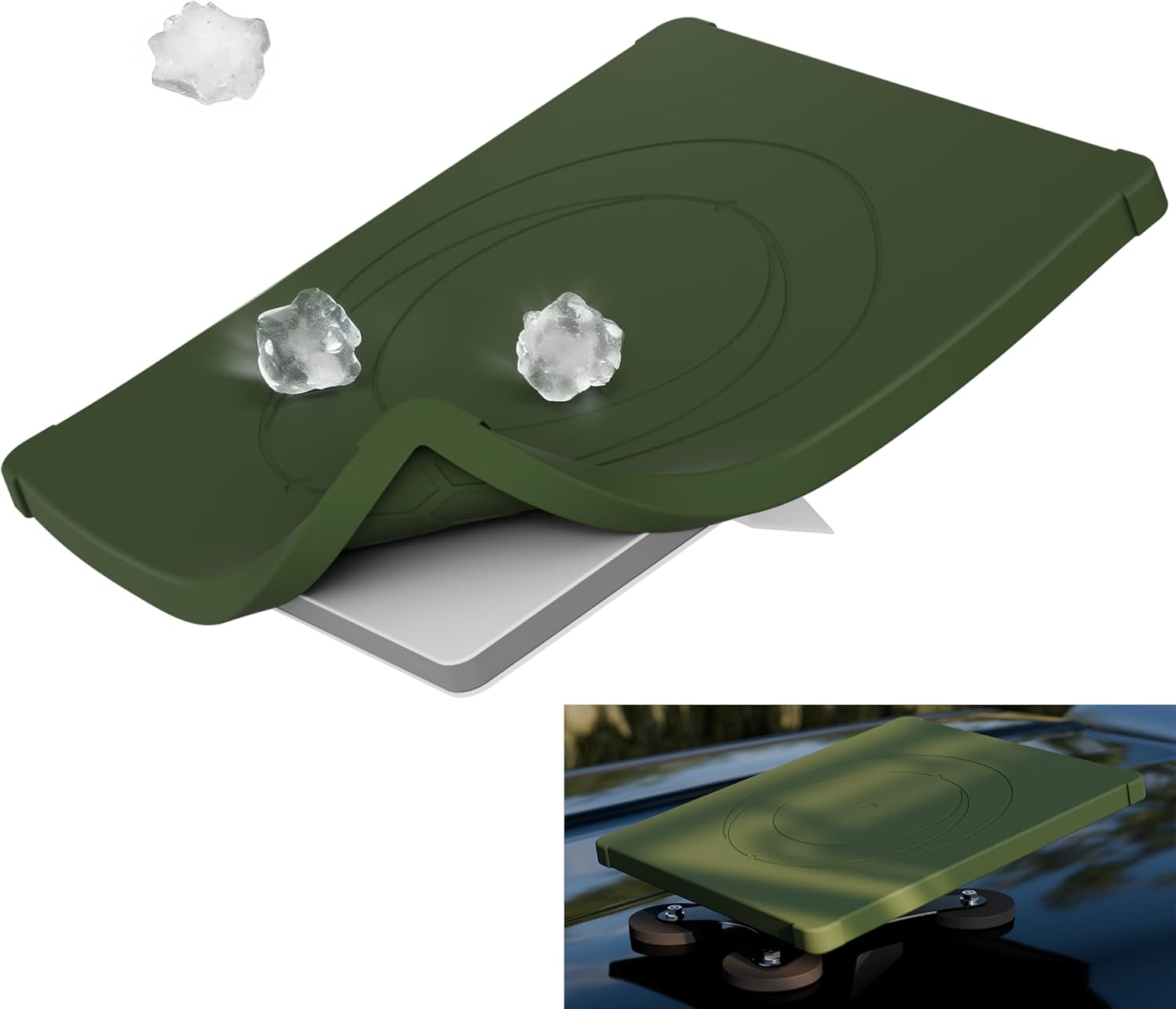 Starlink Mini Case Cover, Silicone Protector with Hook to Hang Starlink Mini on the Backpack for Non-Stop Signal Black - Green